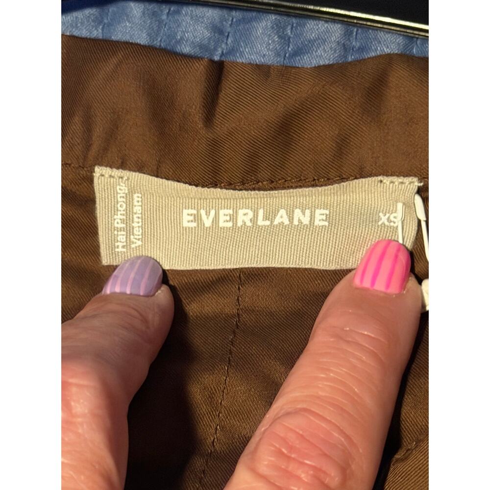 Everlane Brown Long Sleeve Button Down Cropped Cotton PJ Top Blouse Sz XS - Picture 12 of 12